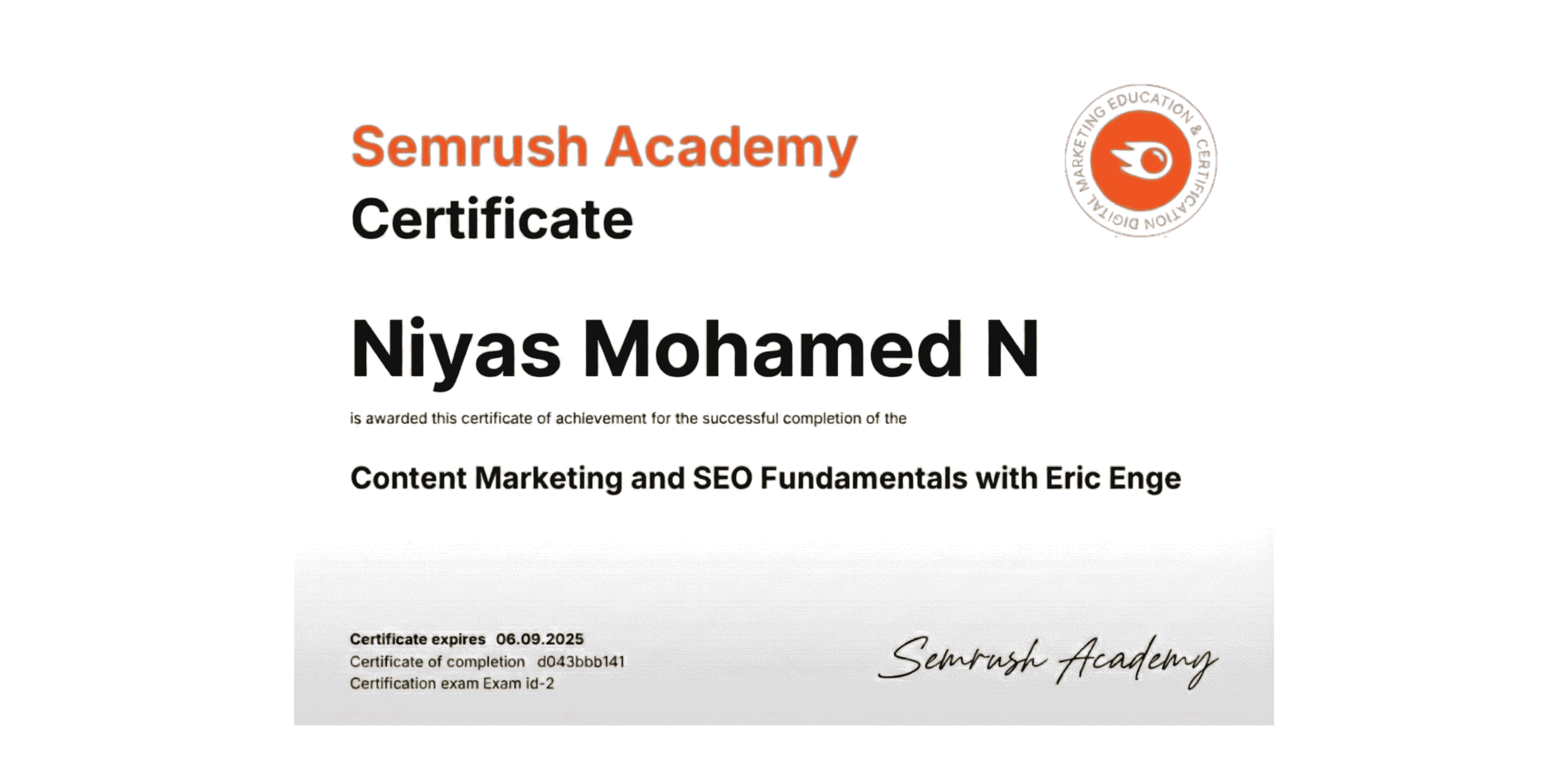 SEMrush Certification